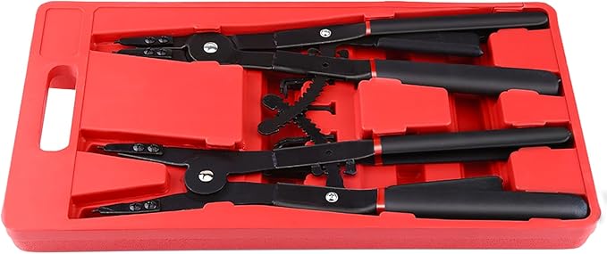 Heavy Duty Snap Ring Pliers, 16" Large Snap Ring Pliers Heavy Duty, 2 Piece Snap Ring Plier Set External and Internal Pliers With 12 Tips, 0° 15° 45° 90° Tips