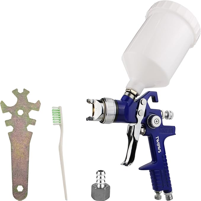 TWOWS HVLP Air Spray Gun with 1.4mm Nozzle, Air Valve Regulator & 600ml Capacity Cup, Gravity, Paint Gun H827 Professional for Automotive, House Painting, Furniture, Wall Painting