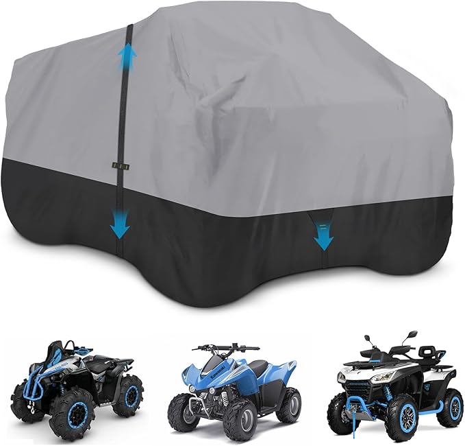 600D Waterproof & Windproof ATV Cover, 4 Wheeler Covers Outdoor Storage All Weather Protect, Quad Cover Fit for Polaris Yamaha Suzuki Honda, 95" L x 50" W x 48" H
