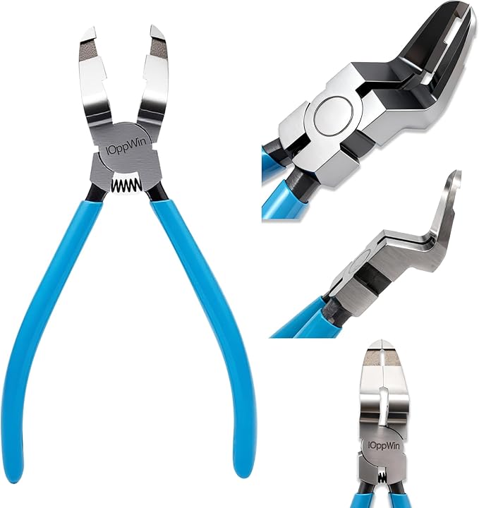 Upgraded Panel Clip Pliers, Automotive Trim Removal Tool for Car Interior Fasteners, High Carbon Steel V-Shaped Clip Removal Pliers with Ergonomic Non-Slip Handle, Spring-Assisted, Blue Handle