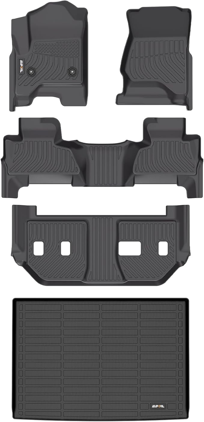 AIPOIL® Floor Mats & Cargo Liner Set for Chevy Chevrolet Suburban & GMC Yukon XL 2015-2020 All Weather Protection TPE Anti-Slip Automotive Full Set Custom Car Mats Accessories - Black