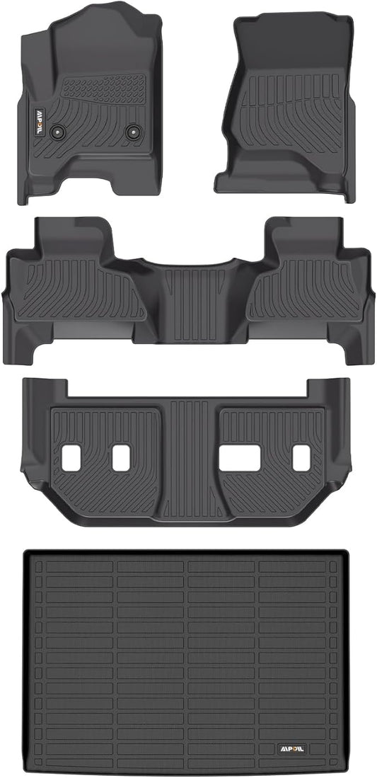 AIPOIL® Floor Mats & Cargo Liner Set for Chevy Chevrolet Suburban & GMC Yukon XL 2015-2020 All Weather Protection TPE Anti-Slip Automotive Full Set Custom Car Mats Accessories - Black