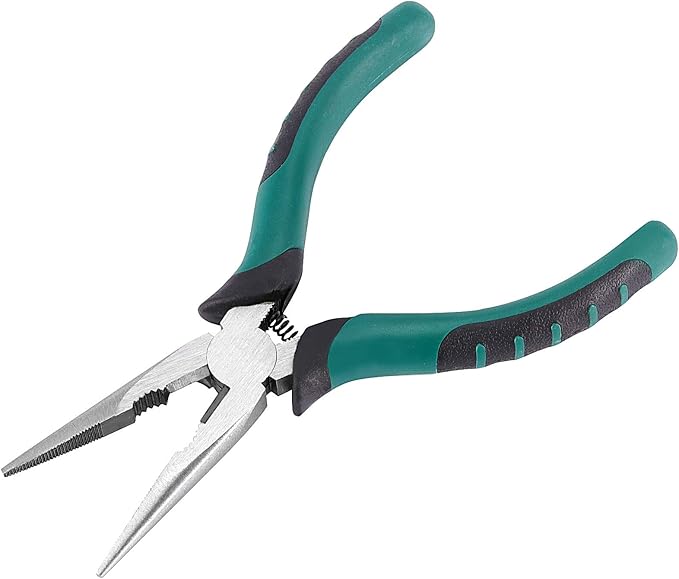 12 PCS 6.5 Inch Spring Needle Nose Pliers, Heavy Duty Steel Nose Side Cutting Pliers Nonslip Rubber Handle Wire Cutter for Crimping Looping Shearing