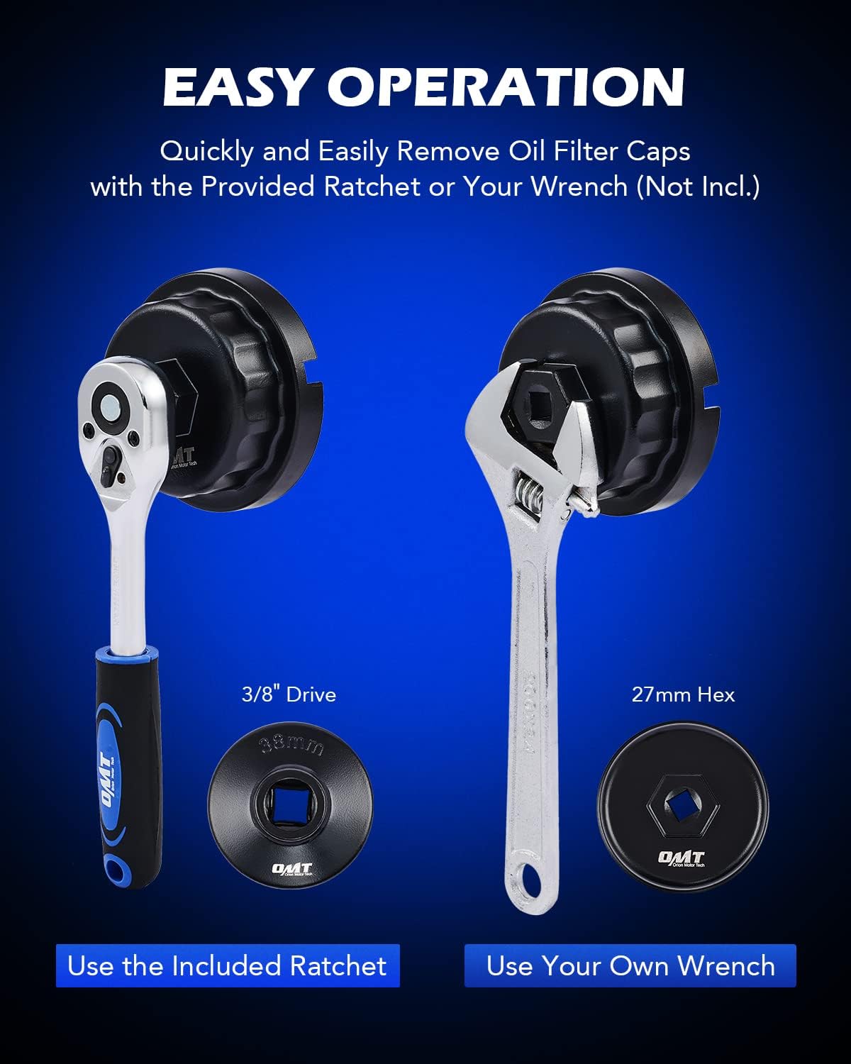 Orion Motor Tech Oil Filter Wrench Set, 10pc Oil Filter Socket Set, 3/8" Drive Metric Oil Filter Cap Wrench Removal Tool Kit, Low Profile Oil Filter Socket Set Compatible with Toyota VW BMW Mercedes