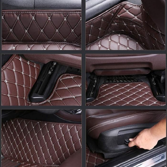 Customized Personalized car Floor mats, All-Weather Luxury car Floor mats, Waterproof and Anti Slip Leather car Floor mat Lining, 95% Customized car, Truck, and SUV Floor mats (Edge Beige)