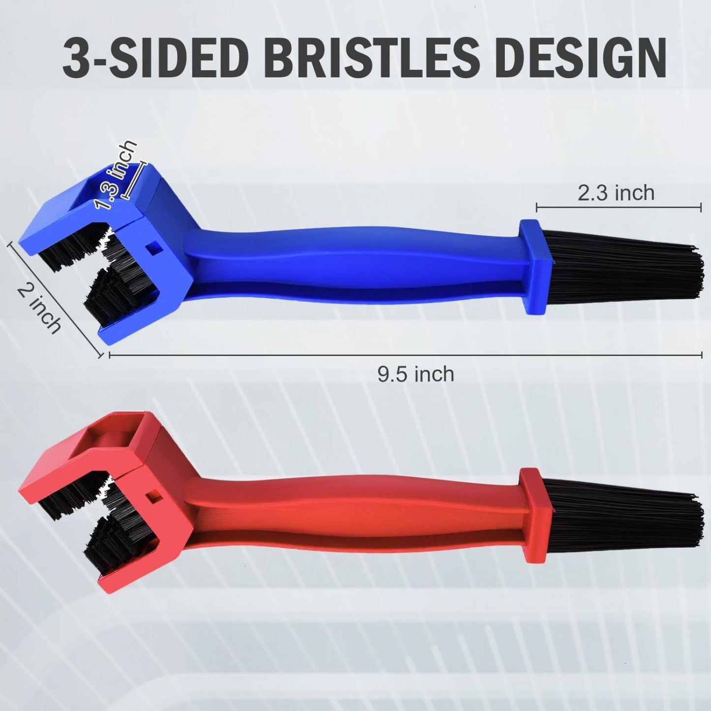 Bike or Motorcycle Chain Washer, Cleaning Brush 2 Pcs (Color, Blue and Red)