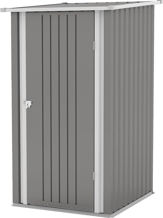 Patiowell 3 x 3 FT Outdoor Storage Shed,Small Garden Tool Storage Shed with Sloping Roof and Single Lockable Door, Outdoor Shed for Backyard Garden Patio Lawn, Grey