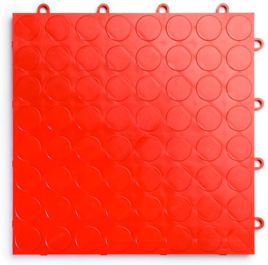 Big Floors RaceDeck CircleTrac, Interlocking Non-Slip Garage Flooring Tile, Durable, Modular, Heavy-Duty Copolymer, Easy Install (Red, 24 Pack of 12 x 12" Tiles)