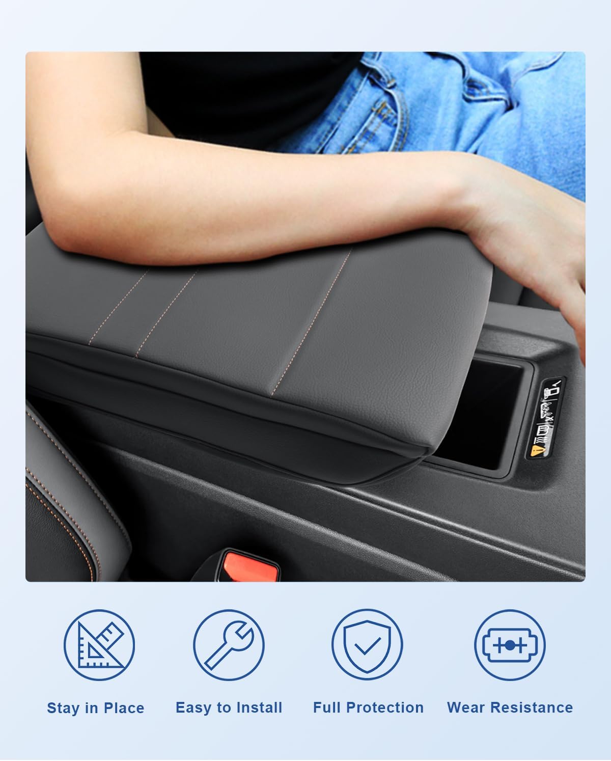 CDEFG for 2024-2025 Honda Prologue Center Console Cover for 2024-2025 Honda Prologue Accessories Armrest Cover 2024-2025 Prologue Middle Console Pad Arm Rest Cushion Leather Cover