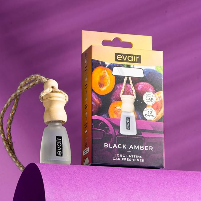 Evair Scent For Car Air Freshener Hanging 2 Pack Air Fresheners Diffuser - Amber Fragrance Oil Air Diffuser for Car, 60 days Long Lasting Fragrance Essential Oil