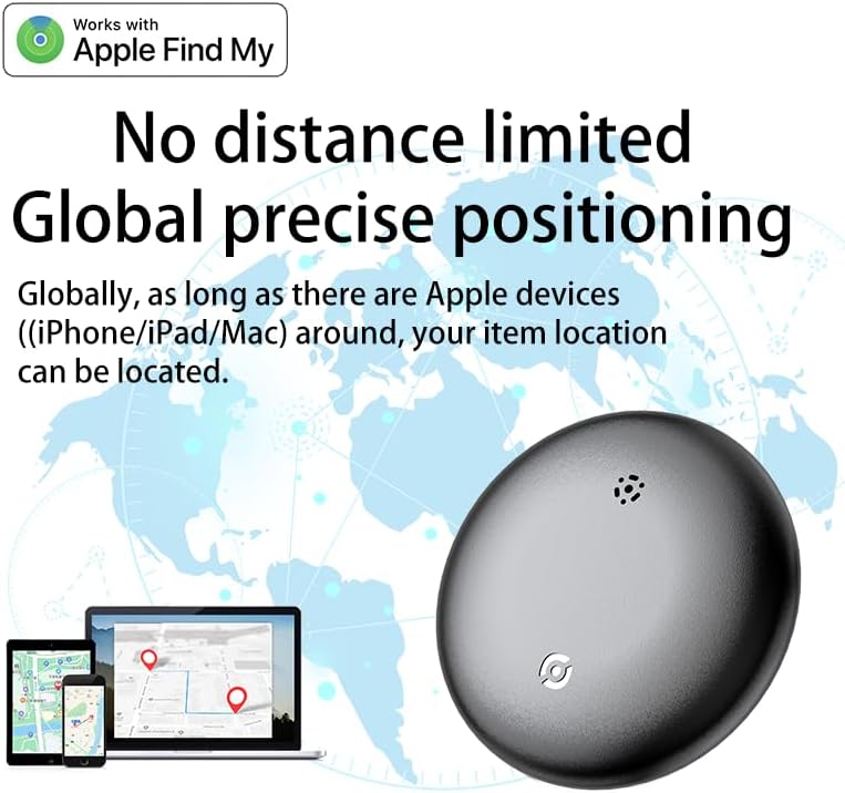 Car GPS Tracker for Vehicles Worldwide GPS Tracker for Vehicles Work with Find My (iOS Only), Car Vehicle Tracking Anti-Lost Locator with App for Cars, Wallet, Pets, Luggage (Black)