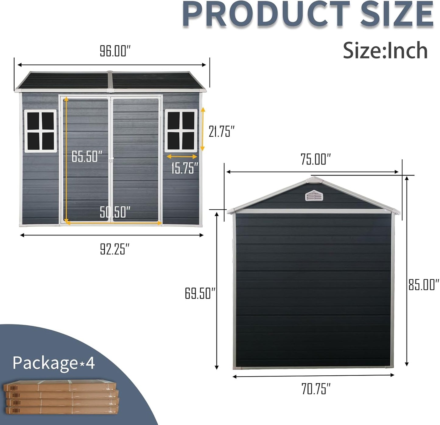8x6 FT Outdoor Storage Resin Shed with Floor,Waterproof Plastic Garden Bike Shed with Lockable Door, Sloped Roof, Vents & Windows, Easy Assembly Tool Shed for Lawn, Backyard, Patio, Black