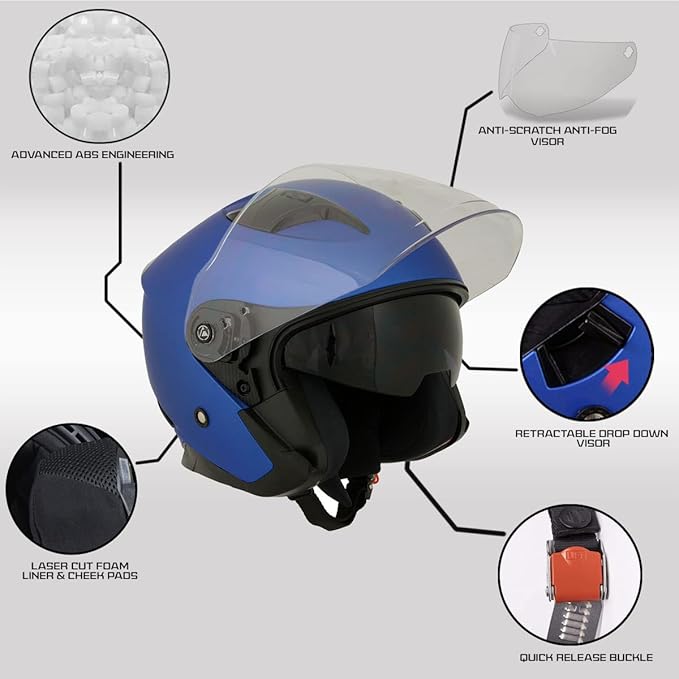 Milwaukee Helmets Open Face 3/4 Motorcycle Biker Rider Helmets MPH98XX - X-Small