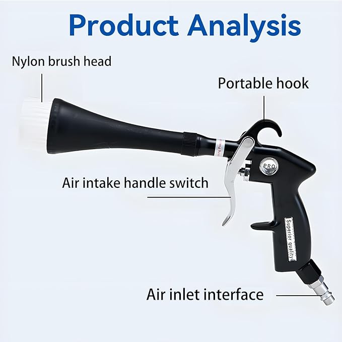 Youzon Tornado Car Cleaning Gun, Air Dryers, Blowers & Blades, Tornado Air Gun, Tornado Dry Cleaning Gun,Use with Air Compressor, Quickly Blowing Out Dirt (2 Nozzle)