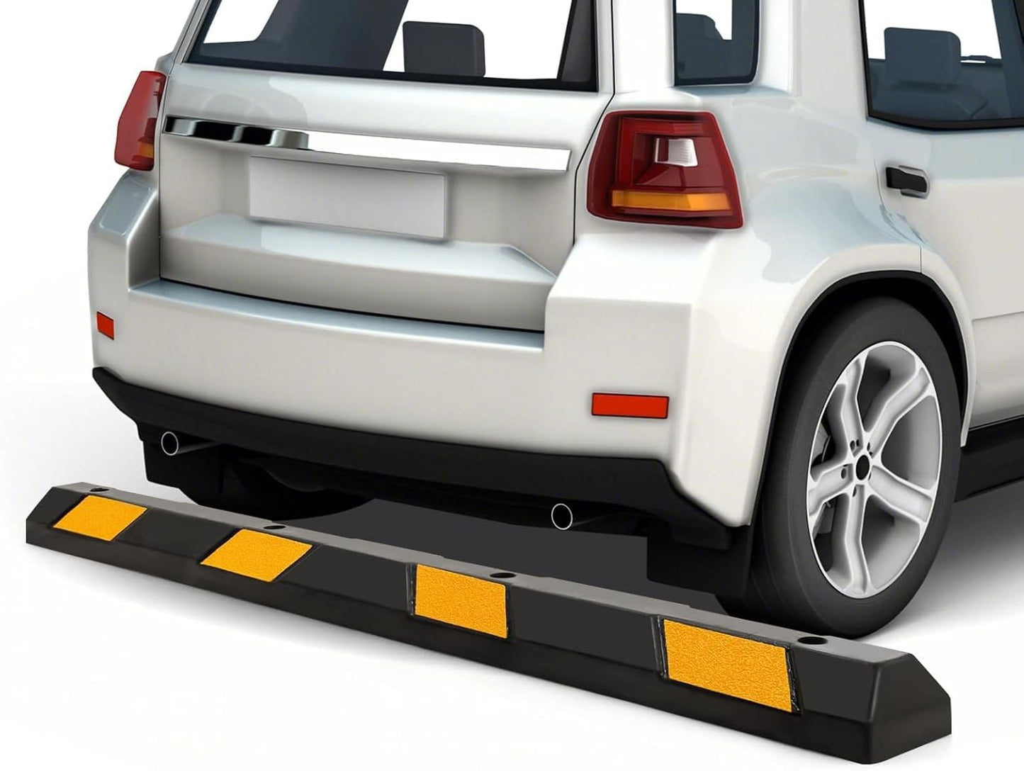 ERGOMASTER Parking Stopper for Garage,72” Rubber Parking Block with 8 High Reflective Yellow Safety Stripes for Vehicles Truck Driveway, Protect Pumpers from Cars Vans Trucks (4 Pack)