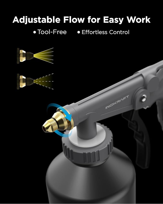 InoKraft Rust Proofing Spray Gun, Bedliner Gun with Adjustable Nozzle and Pressure Regulator, for Truck Bed Liner Coating, Rubberized Undercoat, Suitable for Raptor Tintable Urethane Spray-On
