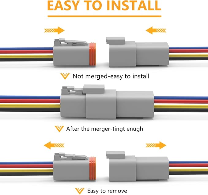 Newdeli Deutsch 4 Pin Connector Kit Waterproof Electrical Connector 16 AWG Male and Female Automotive Wire Connectors for Car Truck Boat, Dt Connector 6 Sets