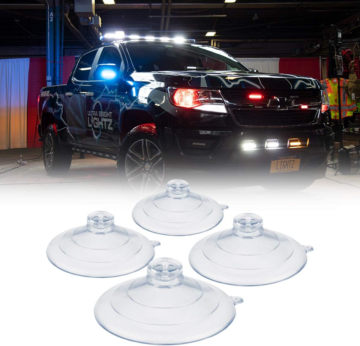 Ultra Bright Lightz Large Replacement Suction Cups | Dash Light Stick Light Windshield Mount Emergency Warning Lights (Set of 4)