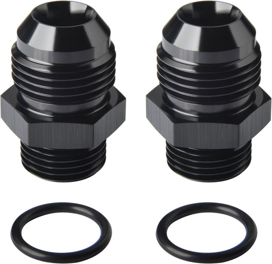 12AN Male Flare to 10AN ORB O-ring Boss Fuel Pump Rail Adapter Fitting Aluminum Black, Pack of 2