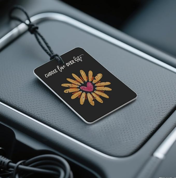 'Choose Love Over Hate' Floral Car Air Fresheners - Inspirational Quotes & Colorful Flower Designs, 4 - Pack Ideal Decor & Gift for Positivity Seekers, for Car, Closet & Home