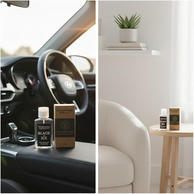 The Blooming Cactus & Co. - Car Diffuser Refill - Fragrance Oil Diffuser Refill - Reed Diffuser Refill 30 gr (Black Ice (Type))