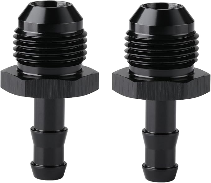 8AN Male Flare to 5/16 Hose Barb Straight Fitting Adapter Aluminum Black 2PCS