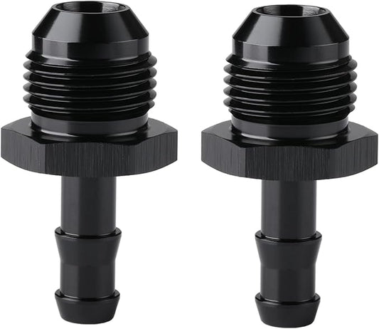 8AN Male Flare to 5/16 Hose Barb Straight Fitting Adapter Aluminum Black 2PCS