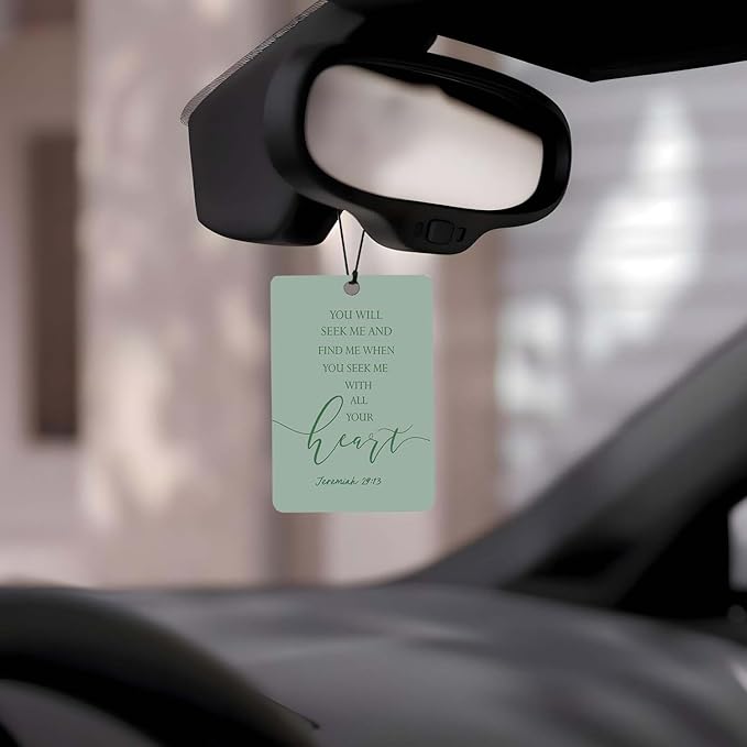 Christian Scripture Car Air Freshener 4Pcs, Inspirational Bible Quotes Hanging Scents,Green Bible Quote Gift Air Freshener Hanging in Car Wardrobe Drawer or Book.