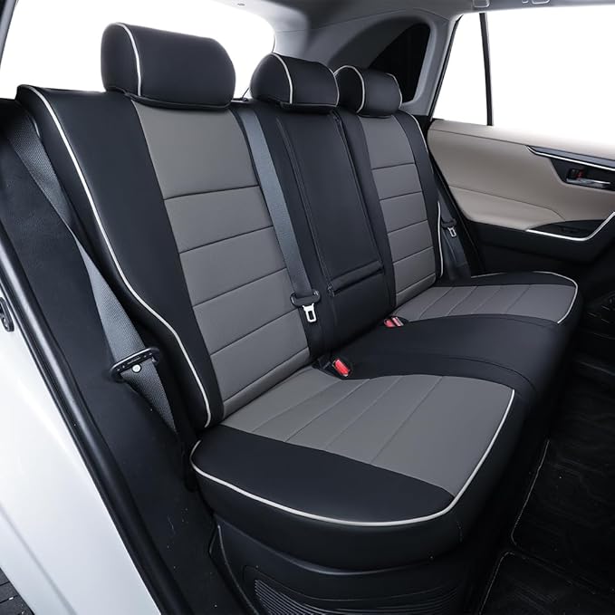 EKR Rav4 Seat Covers Custom Fit for Toyota Rav4 LE(NOT for Hybrid) 2013 2014 2015 2016 2017 2018,Leather Car Seat Cover for Trucks SUV Full Set,Faux Leather(Black/Gray)