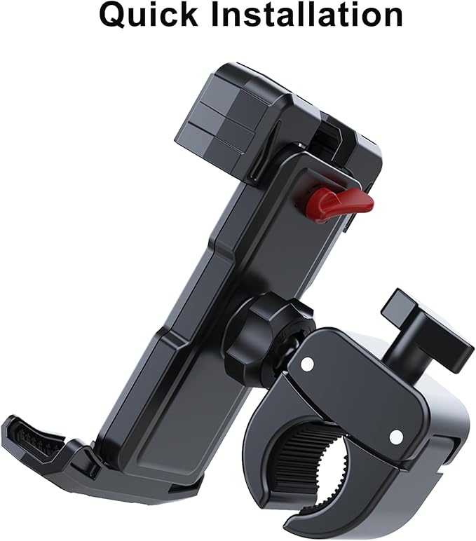 Picozon Bicycle Cellphone Holder, Motorcycle Phone Handlebars Clamp Mount for All Smartphones - Red