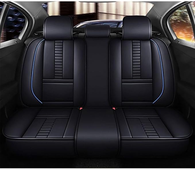 for Toyota RAV4 2008-2025 Car Seat Covers, Full Coverage Customized Seat Covers Premium Leather Waterproof Stain-Resistant Easy to Install (Full Set with Pillows, Black&Blue)