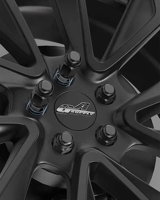 GAsupply Black 12x1.5 Lug Nuts 20pcs, M12x1.5 Closed End Bulge Acorn Lug Nut 1.38" 35mm Tall 3/4" 19mm Hex Conical/Cone Seat for Aftermarket Wheels