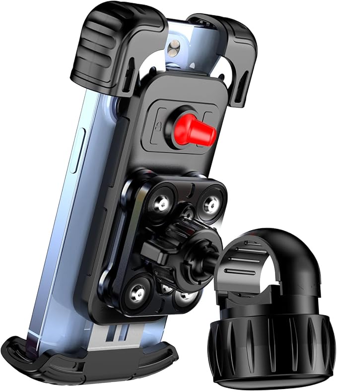 ADDMOTOR Motorcycle Phone Holder, Bike Handlebar Phone Mount, Quick Install Electric Bike Motorcycle Accessories, Anti-Shake Phone Clip for iPhone 16/15/14/13 Pro Max, 4.7-6.8" Phones, Black