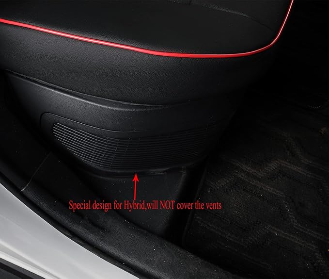 EKR Rav4 Seat Covers Custom Fit for Toyota Rav4 (for Hybrid) 2019-2025 LE,XLE,XLE Premium,Limited,Woodland Edition, Leather Truck Seat Cover Full Set for SUV,Faux Leather(Black with Red Piping)