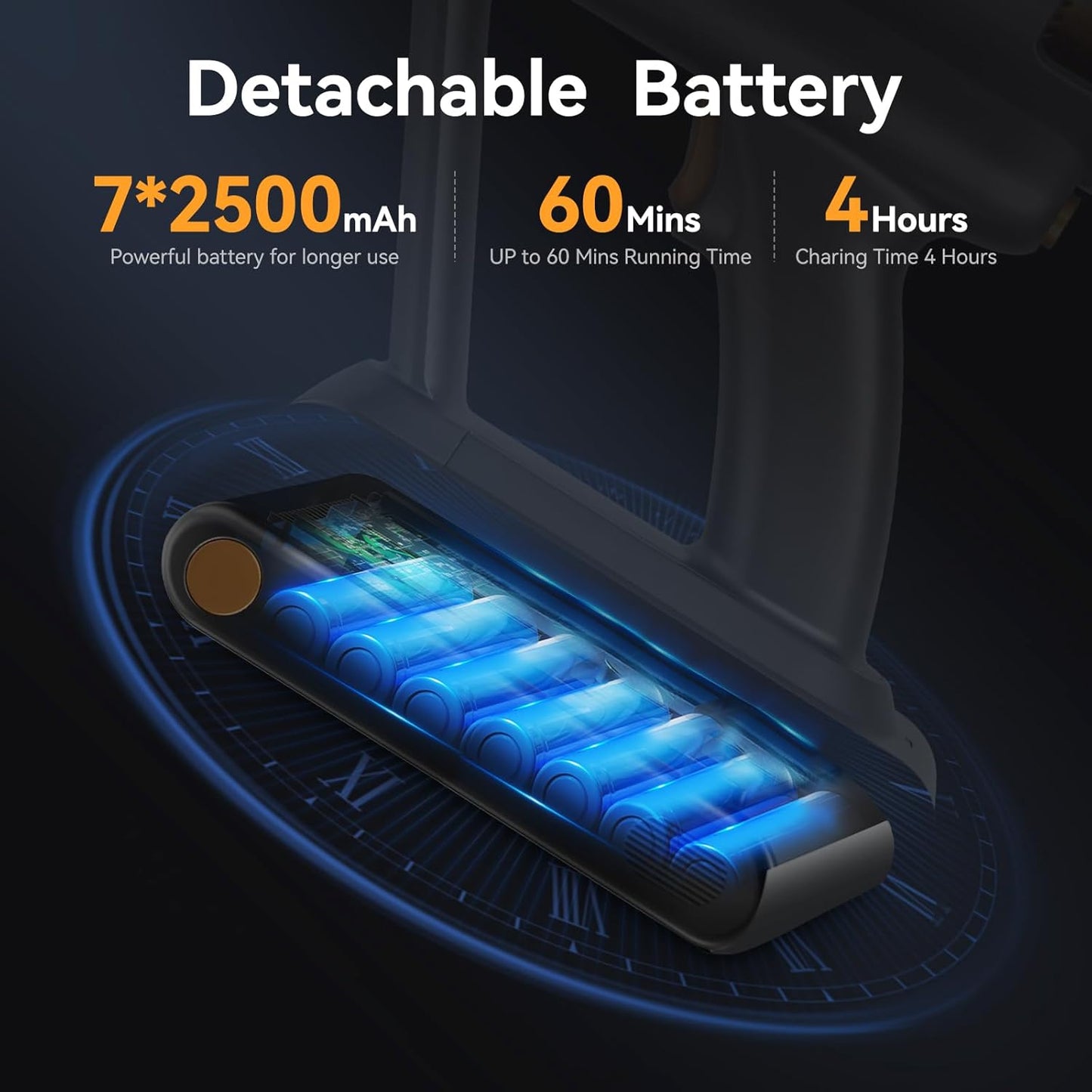 E.LUO Cordless Vacuum Cleaner 350W/≥24KPA Powerful Stick Vacuum with Led Screen Max 60 Mins Runtime Vacuum Cleaner with Rechargeable 2500 mAh Battery for Home Hard Floor Carpet Car Pet