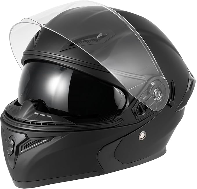 Spark Adult Flip-Up Motorcycle Helmets - DOT Certified Full Face Helmet with Dual Visor & Quick-Release Buckle, Lightweight ABS for Commuting and Touring