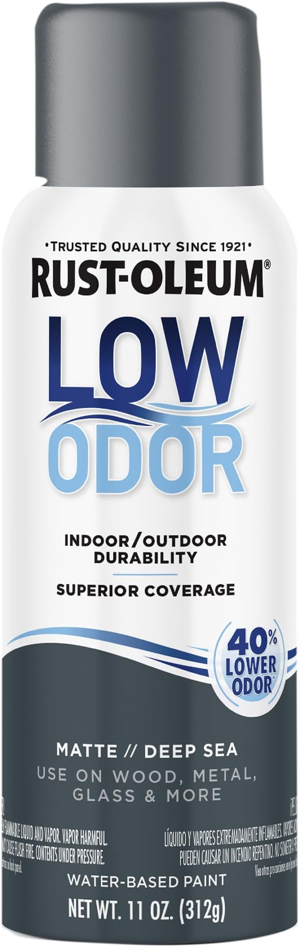 Rust-Oleum Low Odor Premium Spray Paint, 11 oz, Matte Deep Sea