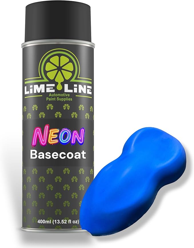 LiME LiNE Premium Automotive Basecoat Aerosol Spray Paint - Fast Drying- Custom Paint, Must Be Clearcoated! (Neon Blue)