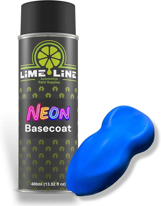 LiME LiNE Premium Automotive Basecoat Aerosol Spray Paint - Fast Drying- Custom Paint, Must Be Clearcoated! (Neon Blue)