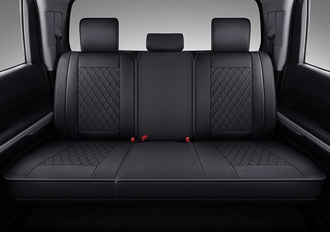 Coverado Tundra Seat Covers, Back Leather Car Seat Covers for Trucks, Automotive Seat Covers Protector Custom Fit 2007-2021 Toyota Tundra(Rear Seat Cover/Black)