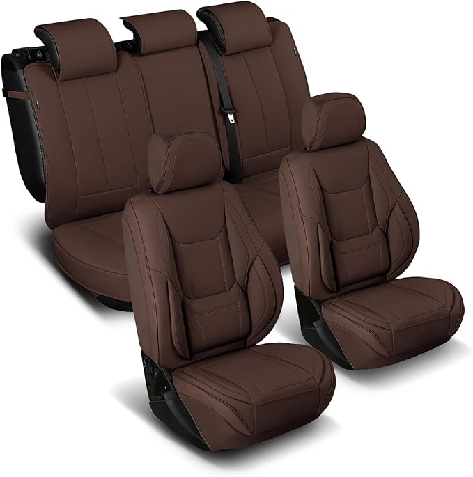 Coverland Custom Fit Car Seat Covers for Truck Compatible with [2020-2025 Jeep Gladiator Crew Cab] Premium Waterproof Non-Slip Interior Seat Protector [Full Set Dark Brown - Size Chart X112]