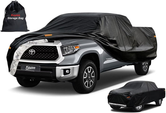 Kayme Truck Cover Custom Fit Toyota Tundra(1999-2006) Regular Cab Long Bed. Full Exterior Heavy Duty Outdoor Pickup Truck Car Cover Waterproof All Weather.Car Tarp for Wind Sun Dust Protection.Black