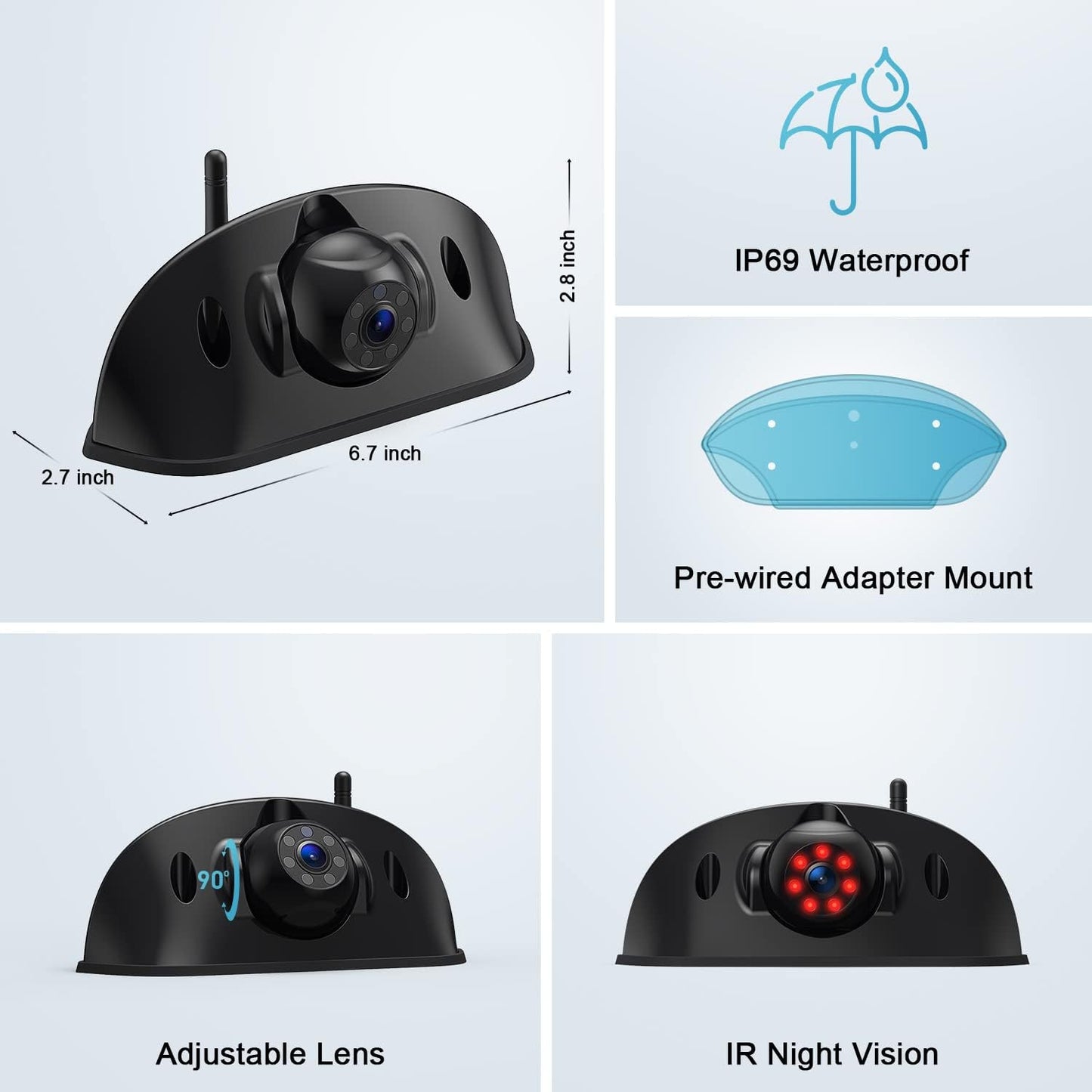 Fookoo HD 1080P Single Wireless Backup Camera for Model: DW7Y5, DW7Y503, DW7Y504, DW5 - DW7Y5(XT)