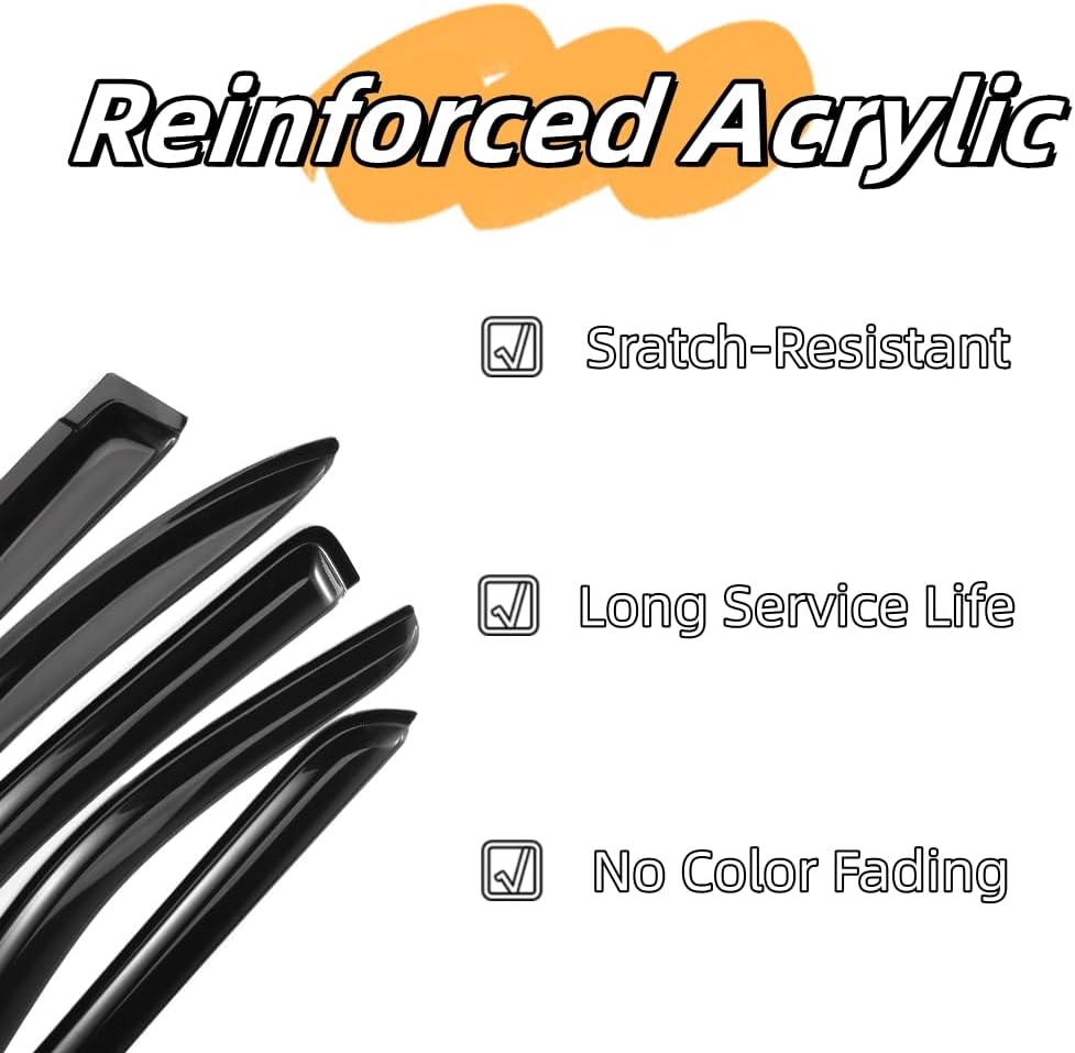 94367 Sunproof Waterproof Side Window Wind Deflector, 4pcs Protective Replacements Rain Guards Set, Window Visor fit for 2014-2019 Kia Soul