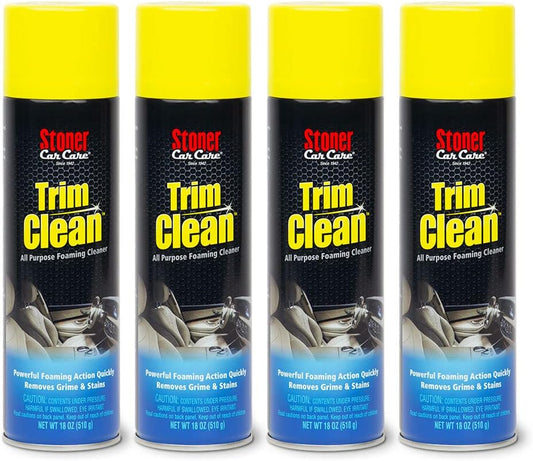 Stoner Car Care 91134–4PK Trim Clean All-Purpose Fast Acting Powerful Foaming Cleaner Quickly Removes Grime and Stains From Trim, Consoles, and More To Restore Automotive Interiors, 18 Oz, Pack of 4