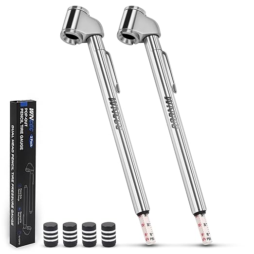 Pencil Tire Pressure Gauge 2 Pack, 10-120PSI Dual Head Air Gauge Tire Pressure Heavy Duty Tire Valve Gauge for Truck Car RV ATV Motorcycle