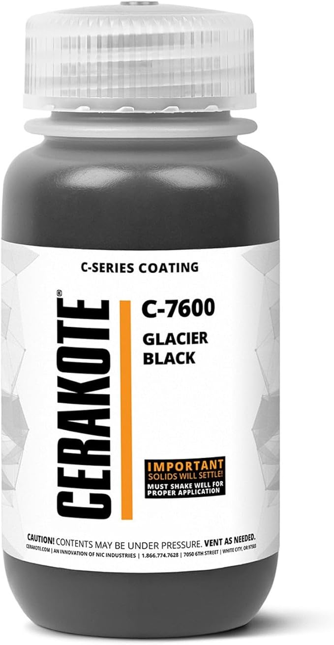 CERAKOTE ( AIR CURE C-SERIES GLACIER BLACK [ 32oz ] C-7600Q Performance Ceramic Technology + Color on All- Metals, Polymers + More