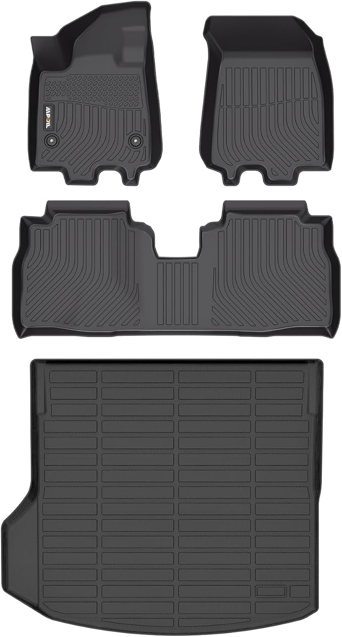 AIPOIL® Floor Mats & Cargo Liner Set for 2024 2025 2026 Chevy Equinox EV All Weather Protection TPE Anti-Slip Automotive Full Set Custom Chevrolet Equinox EV Car Mats Accessories - Black
