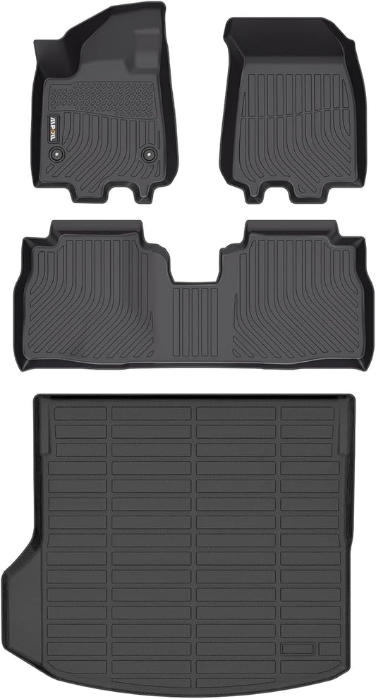 AIPOIL® Floor Mats & Cargo Liner Set for 2024 2025 2026 Chevy Equinox EV All Weather Protection TPE Anti-Slip Automotive Full Set Custom Chevrolet Equinox EV Car Mats Accessories - Black