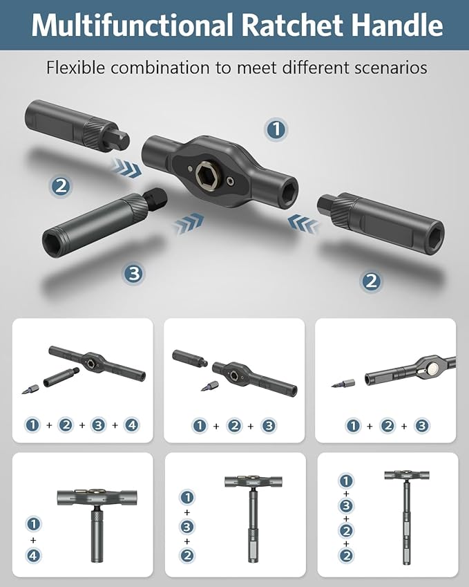 Upgraded 42 in 1 Magnetic Screwdriver Set, Ankilo DIY Ratchet Screwdriver Set Magnetic with 40 PCS Bits, Precision Repair Tool Kit for Tools Furniture Computer Bicycle Black